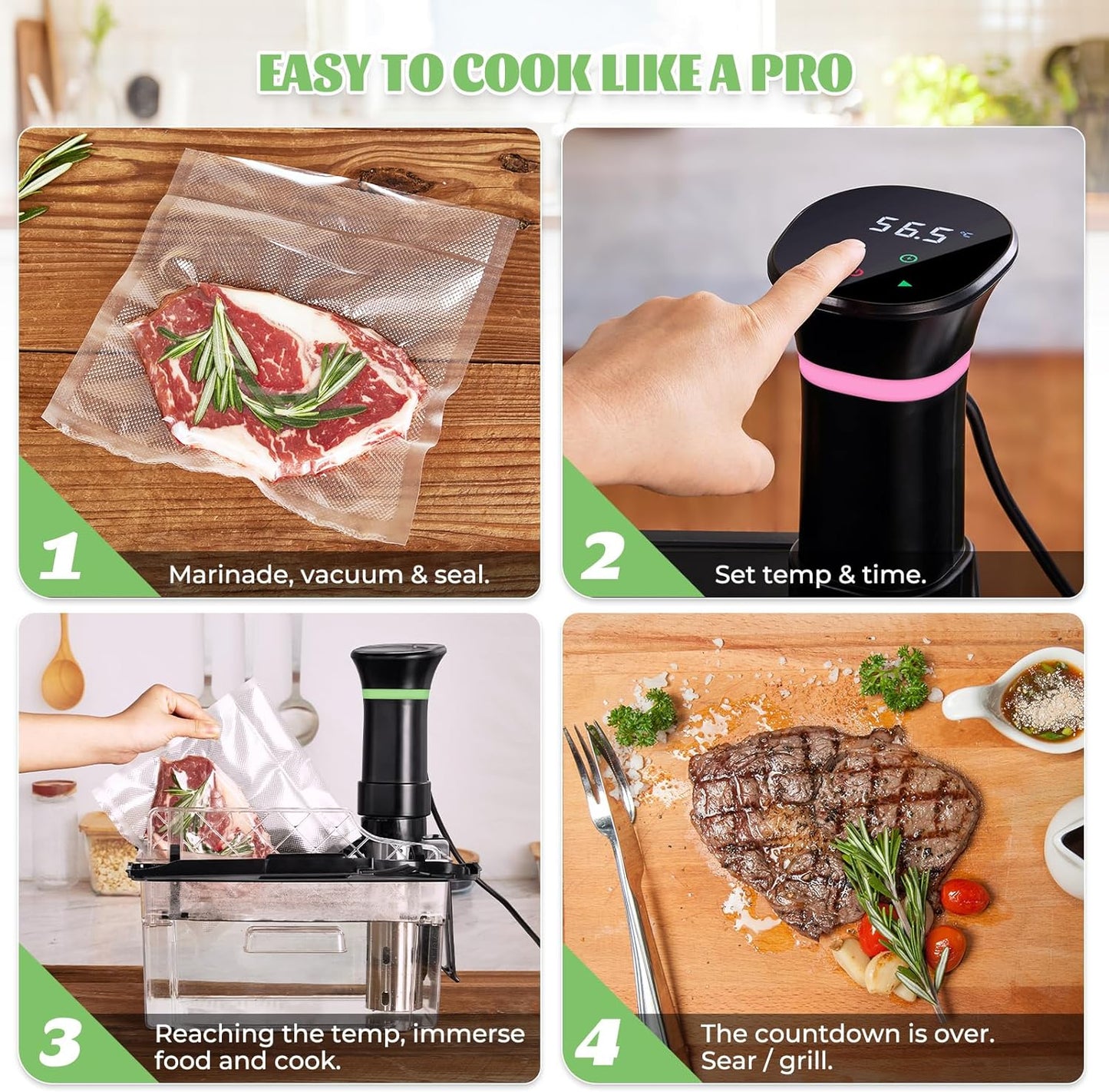 Sous Vide Machine, Precision Cooker, with Recipe,Temperature and Digital Display Control, 