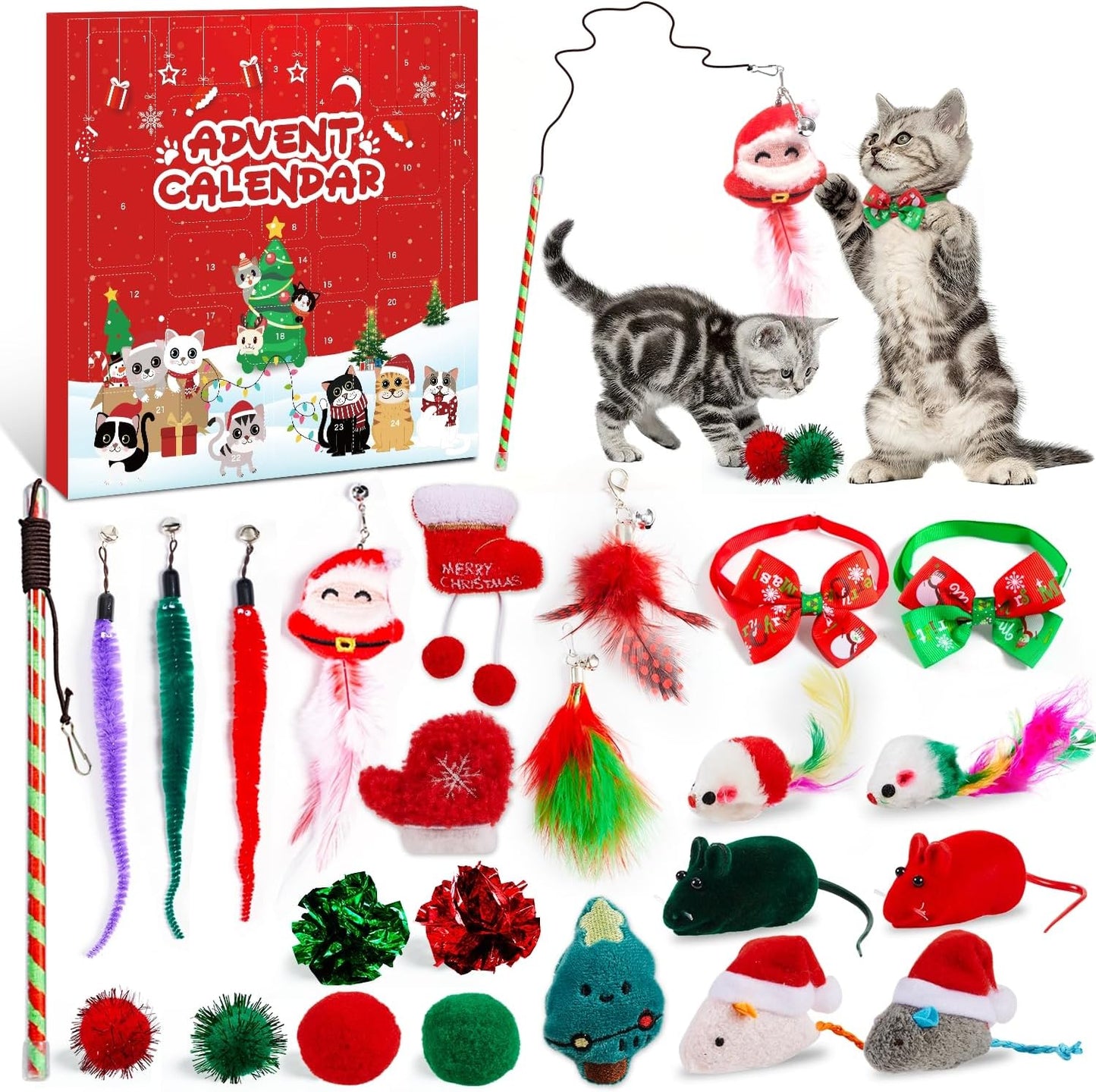 24 Day Countdown to Christmas Cat Gifts 