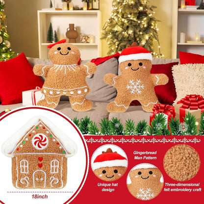 3 Christmas Gingerbread Pillows Gingerbread House Gingerbread Man 