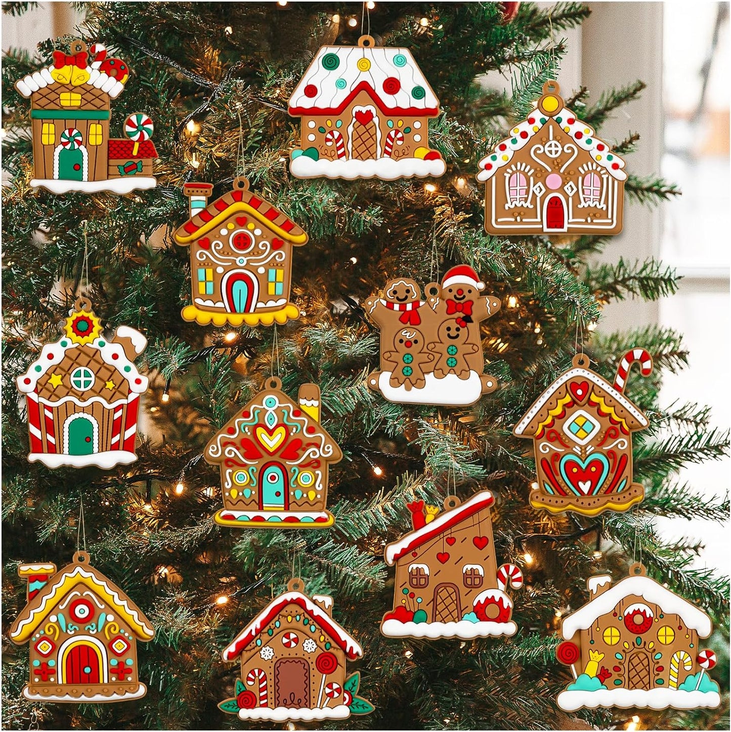 12 Plastic Gingerbread Man Christmas Tree Ornaments - 3 Inch Holiday Decorations