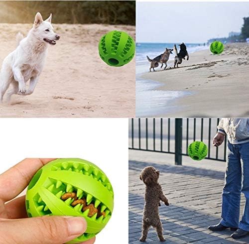 2 Pack Dog Toy BallNontoxic Bite Resistant Teething Toys Balls for Small/Medium/Large Dog and Puppy Cat, Dog Pet Food Treat Feeder 