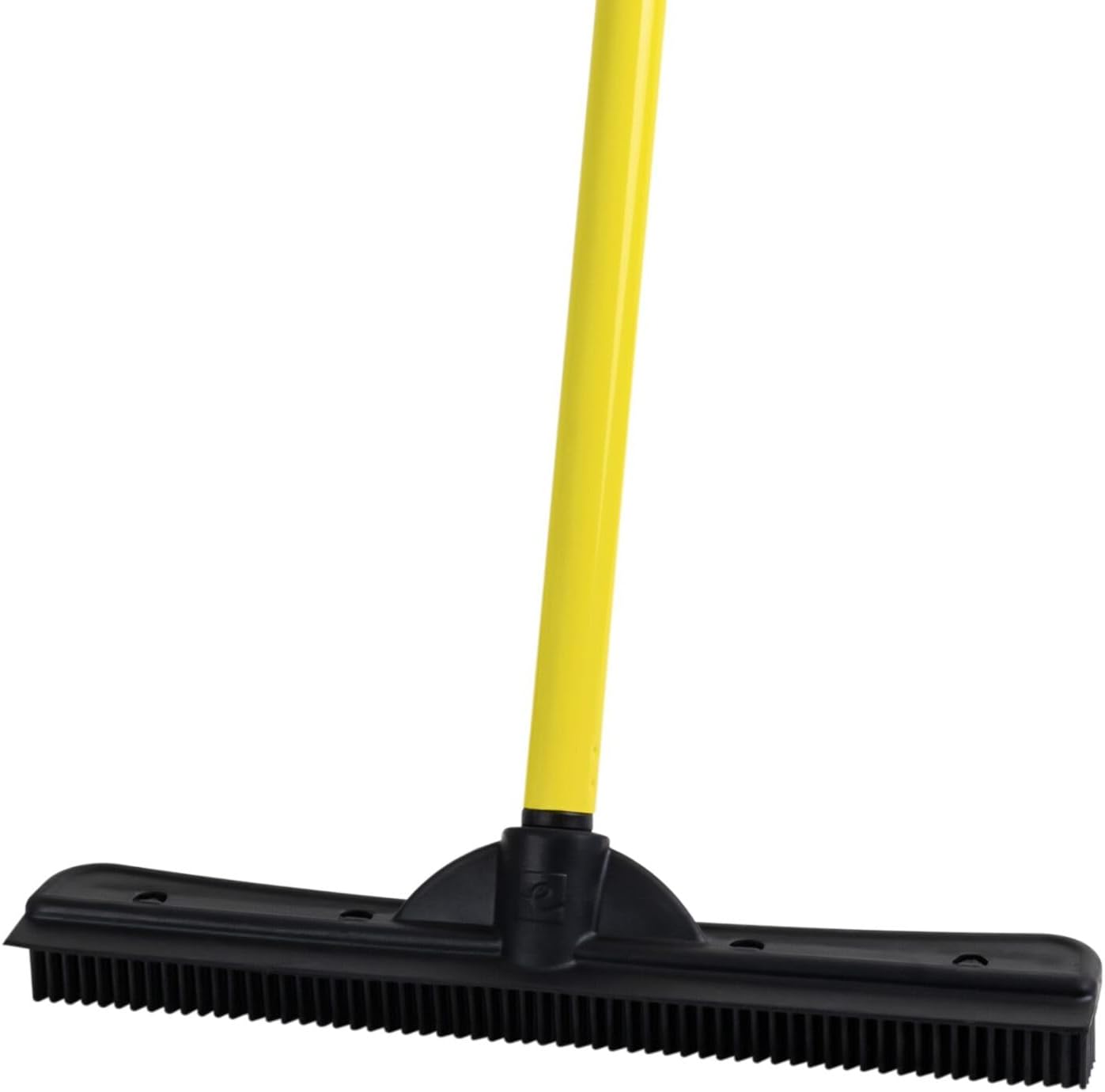  Indoor Pet Hair Rubber Broom with Carpet Rake and Squeegee, Black and Yellow