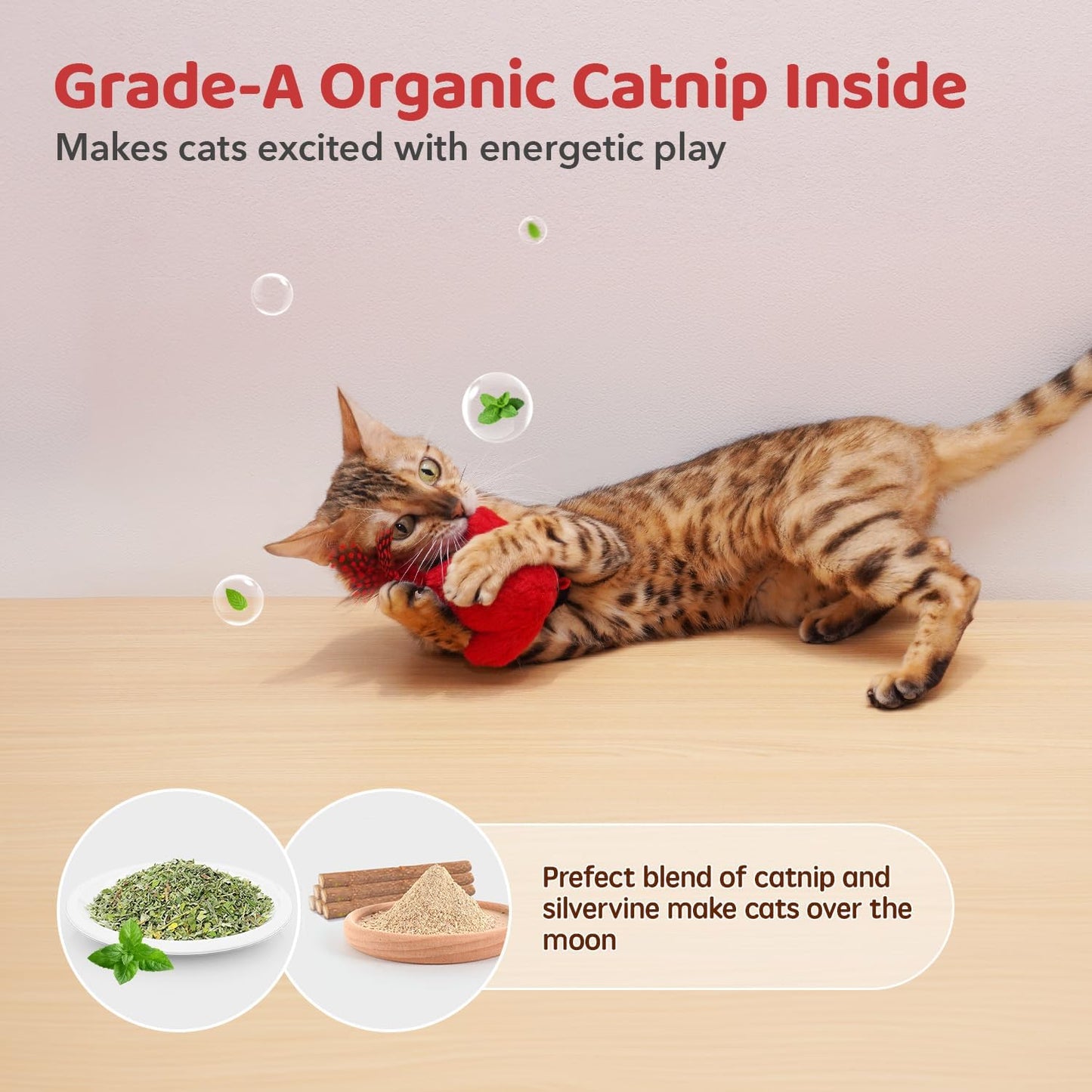 Cat Toys Chirping Birds 2 Pcs with Catnip Silvervine, Interactive Cat Kicker, Lifelike Birdie Tweets, Indoor Kitty Kitten Exercise Toys 4.0"