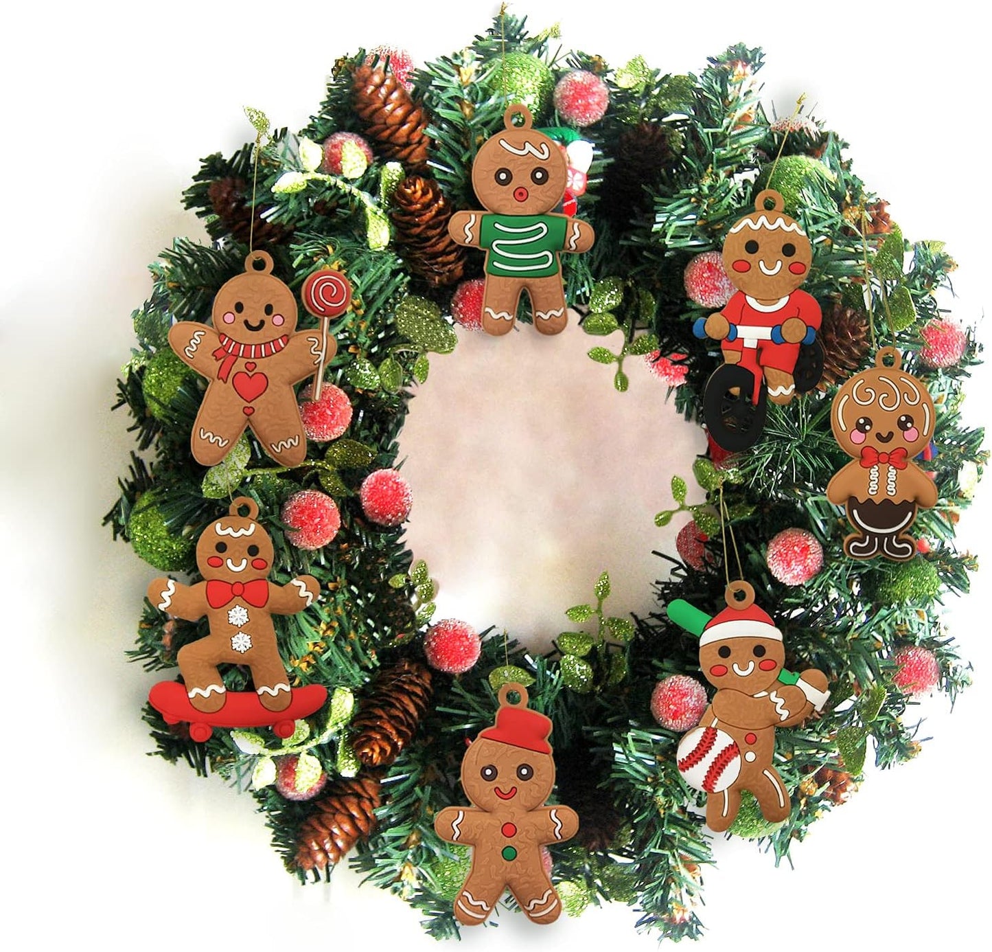 12 Plastic Gingerbread Man Christmas Tree Ornaments - 3 Inch Holiday Decorations