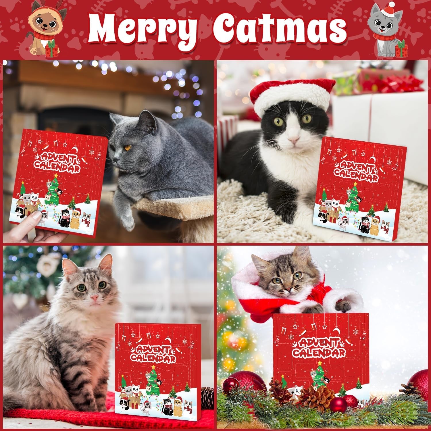 24 Day Countdown to Christmas Cat Gifts 