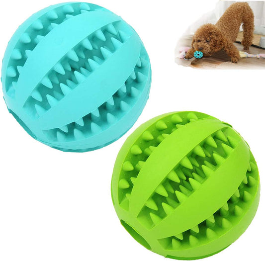 2 Pack Dog Toy BallNontoxic Bite Resistant Teething Toys Balls for Small/Medium/Large Dog and Puppy Cat, Dog Pet Food Treat Feeder 