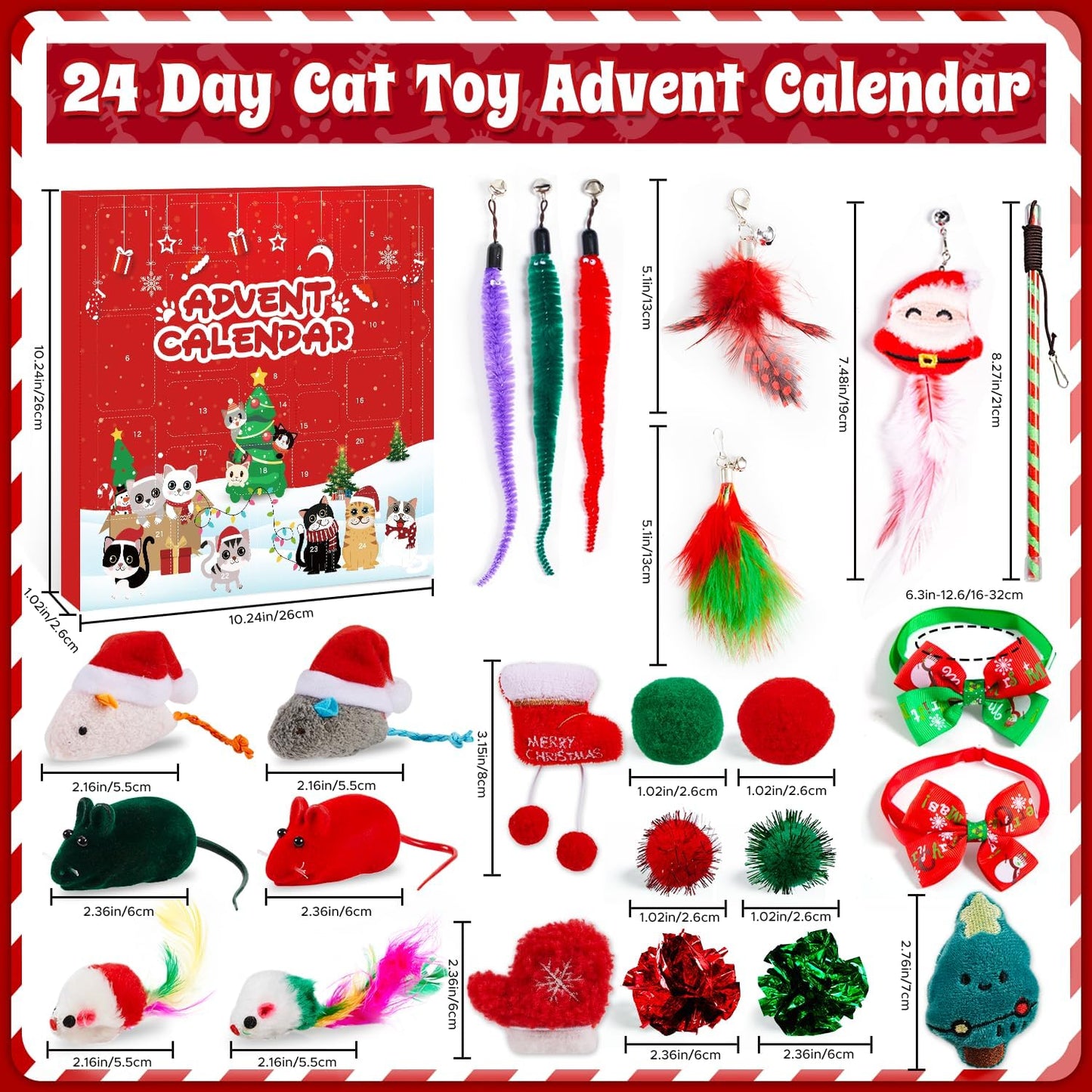 24 Day Countdown to Christmas Cat Gifts 