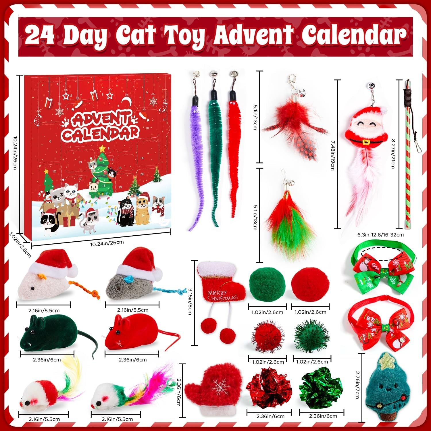 24 Day Countdown to Christmas Cat Gifts 