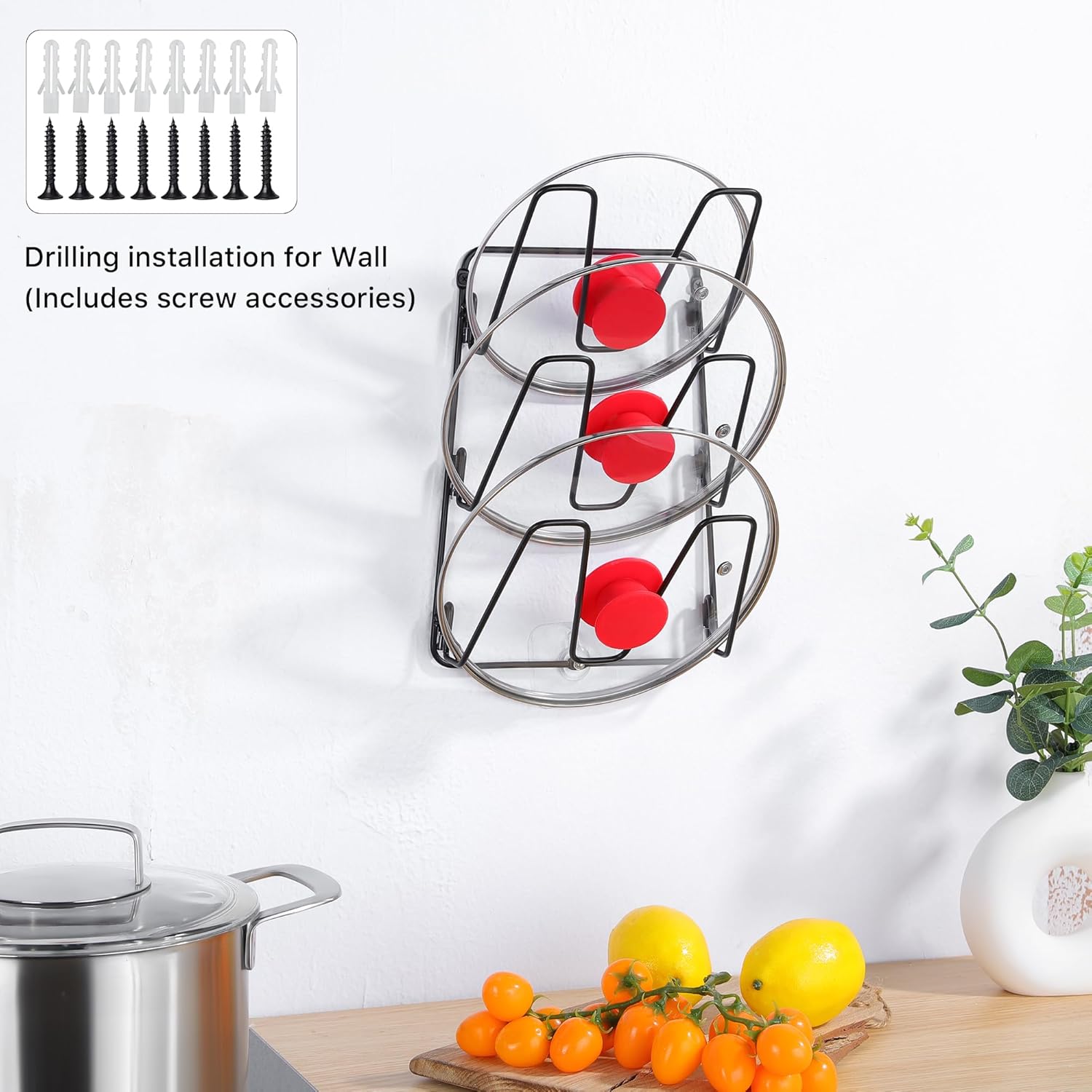 2 Pot Lid Rack for Kitchen Cabinet Organizer