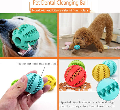 2 Pack Dog Toy BallNontoxic Bite Resistant Teething Toys Balls for Small/Medium/Large Dog and Puppy Cat, Dog Pet Food Treat Feeder 