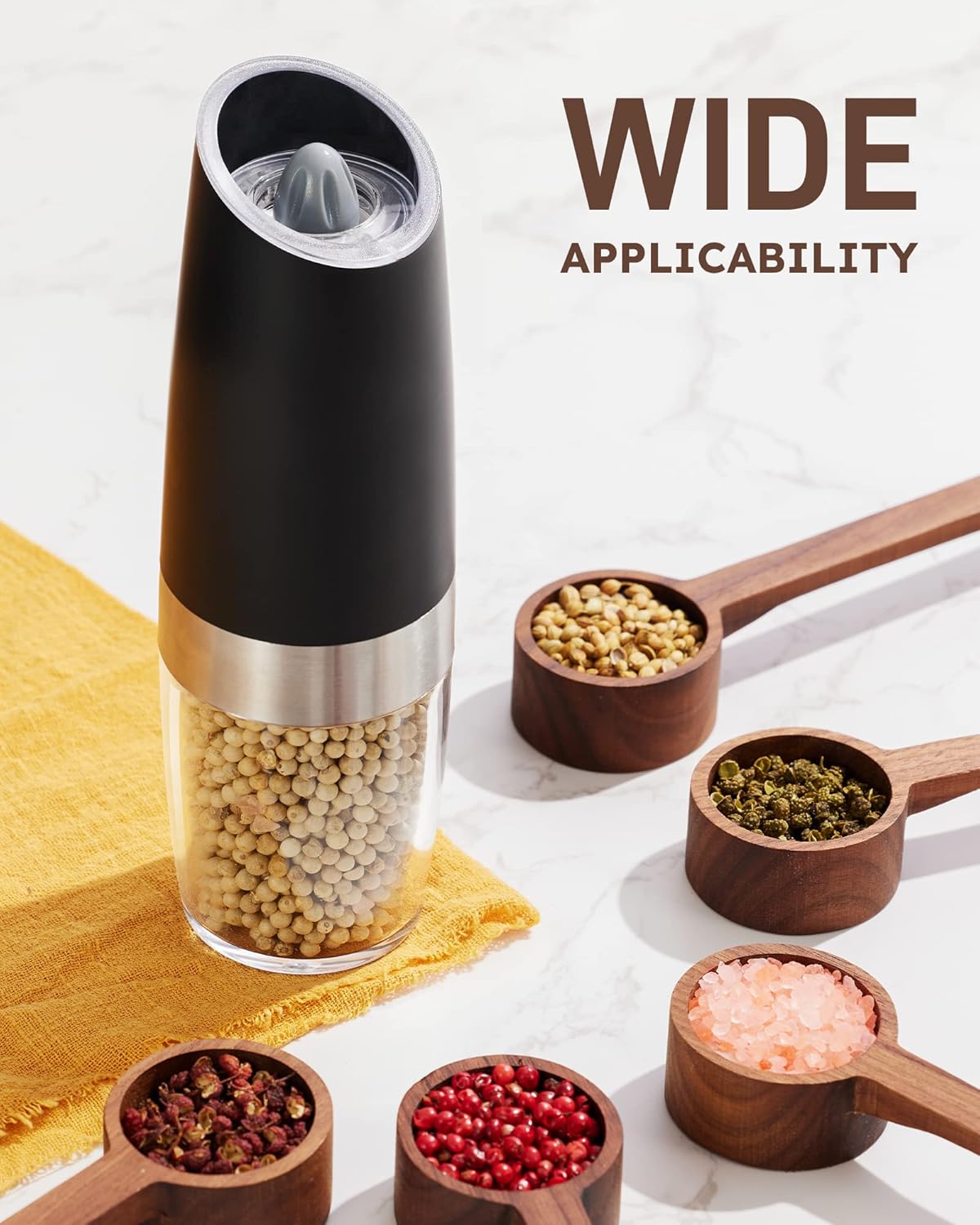 Salt and Pepper Grinder Set Automatic Shakers Mill Grinder with LED Light,Larger Capacity