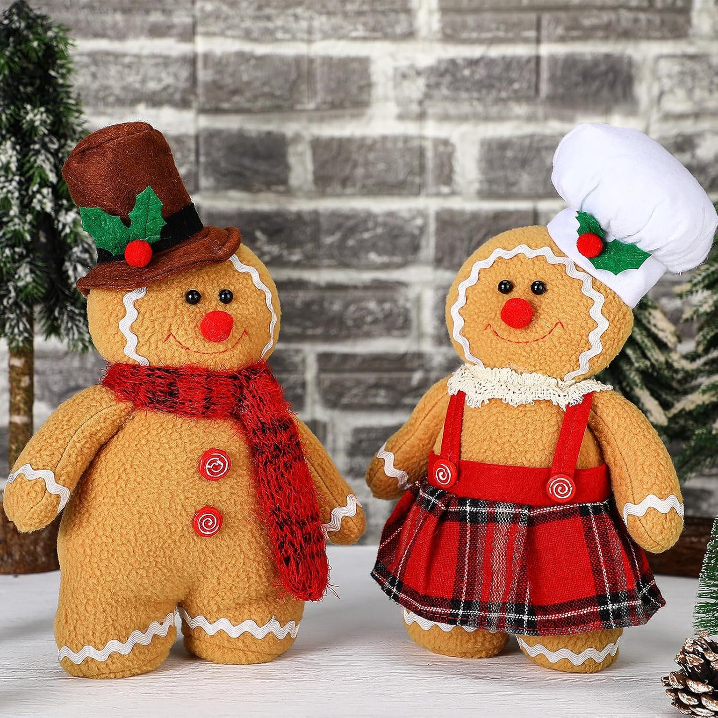 2 Christmas Throw Pillows Plush Gingerbread Men