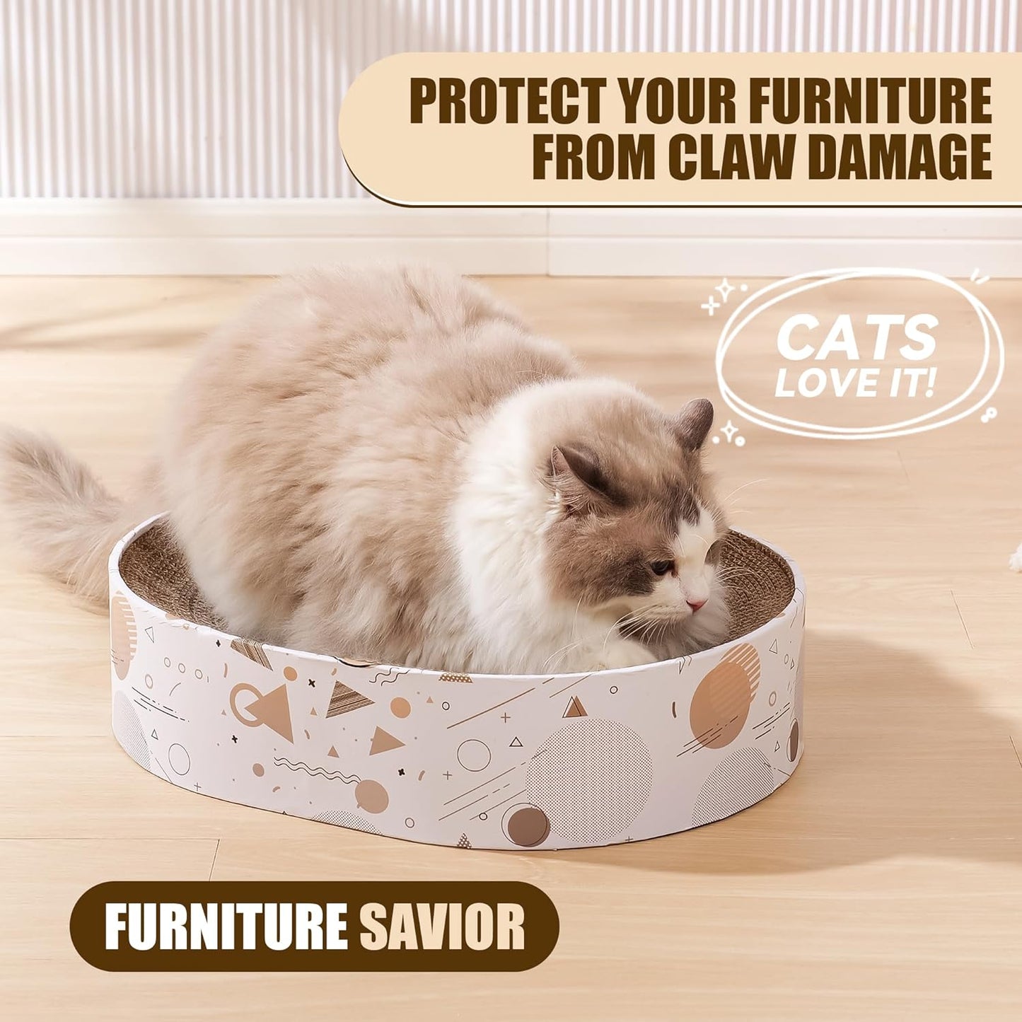 Cardboard Scratcher Pad Scratching Post:Oval Sturdy Cat Scratching Cardboard Pad Breathable Cat Scratch Pad, Cat Scratching Cardboard for Indoor Cats, Furniture Protecter