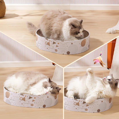 Cardboard Scratcher Pad Scratching Post:Oval Sturdy Cat Scratching Cardboard Pad Breathable Cat Scratch Pad, Cat Scratching Cardboard for Indoor Cats, Furniture Protecter