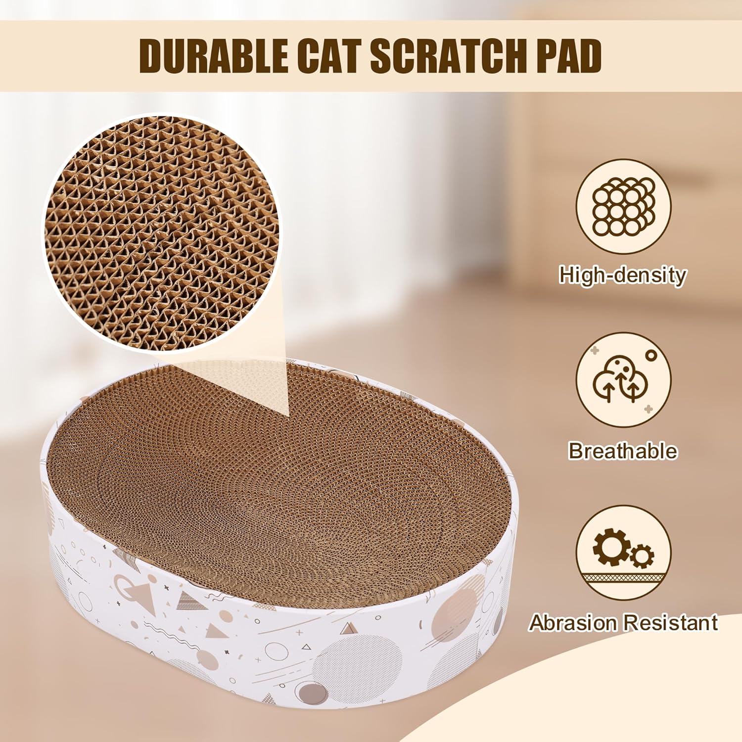 Cardboard Scratcher Pad Scratching Post:Oval Sturdy Cat Scratching Cardboard Pad Breathable Cat Scratch Pad, Cat Scratching Cardboard for Indoor Cats, Furniture Protecter