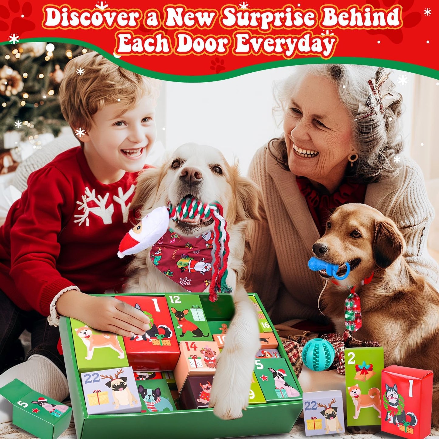  24 Days Interactive Dog Toys Accessories Christmas Gifts