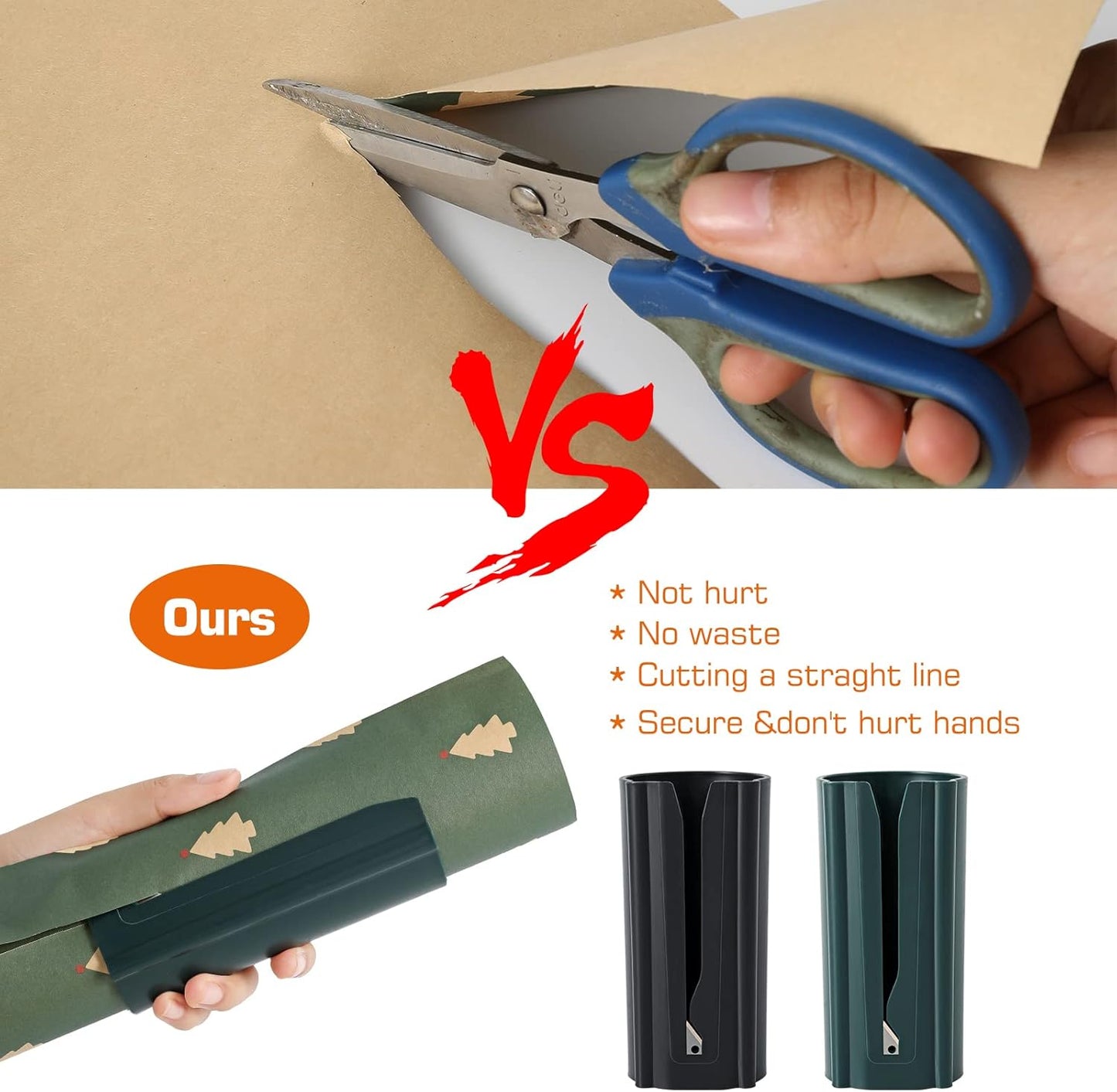 Roll Sliding Line Cut Trimmer for Xmas Gift, Safer and Easier Cutting, 2 Pack