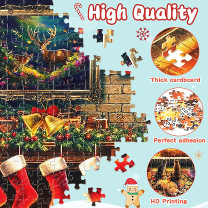  1008 Pieces Christmas Puzzles, 24 Days Surprise Christmas Countdown Advent Calendar Puzzle Christmas Gifts Xmas Decor