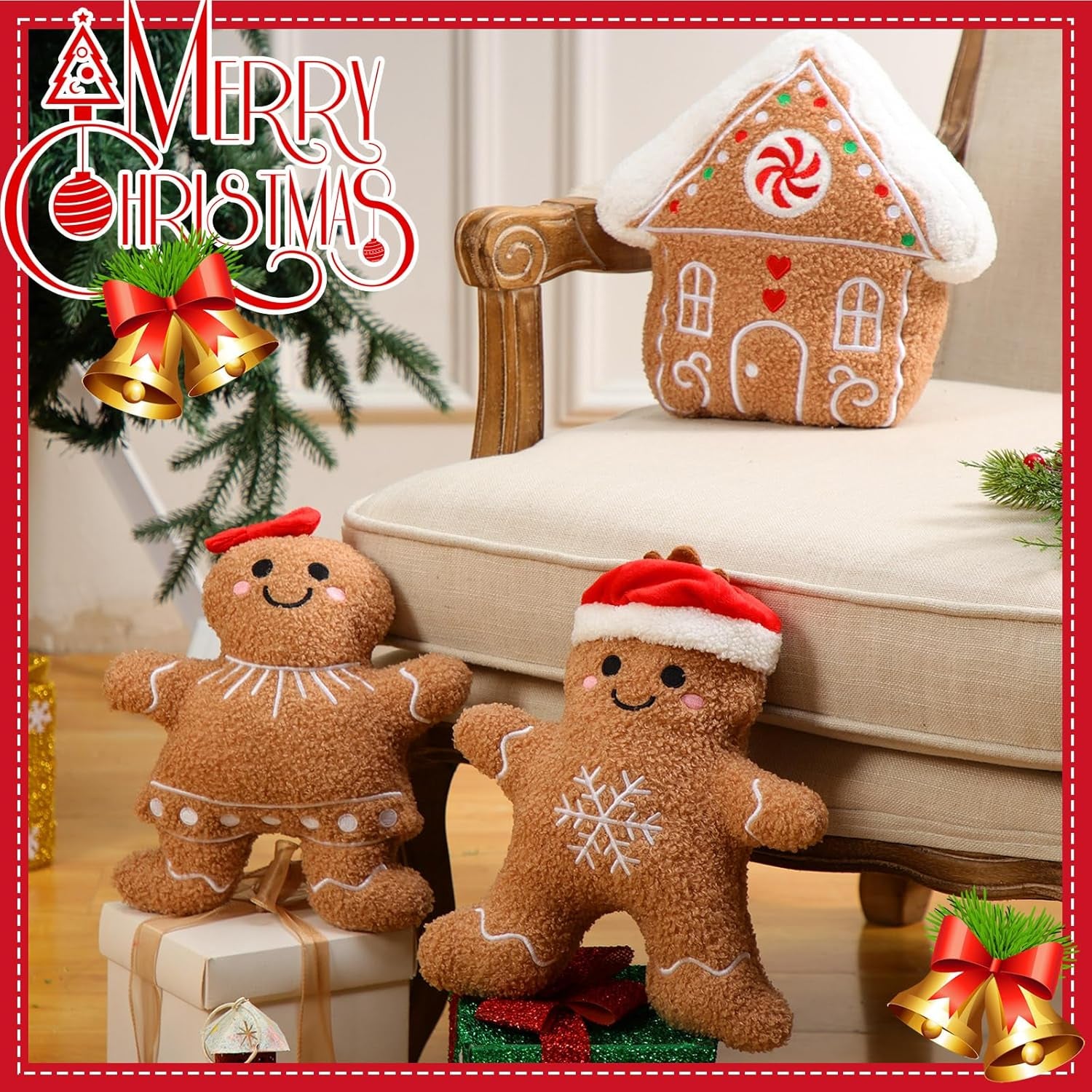 3 Christmas Gingerbread Pillows Gingerbread House Gingerbread Man 