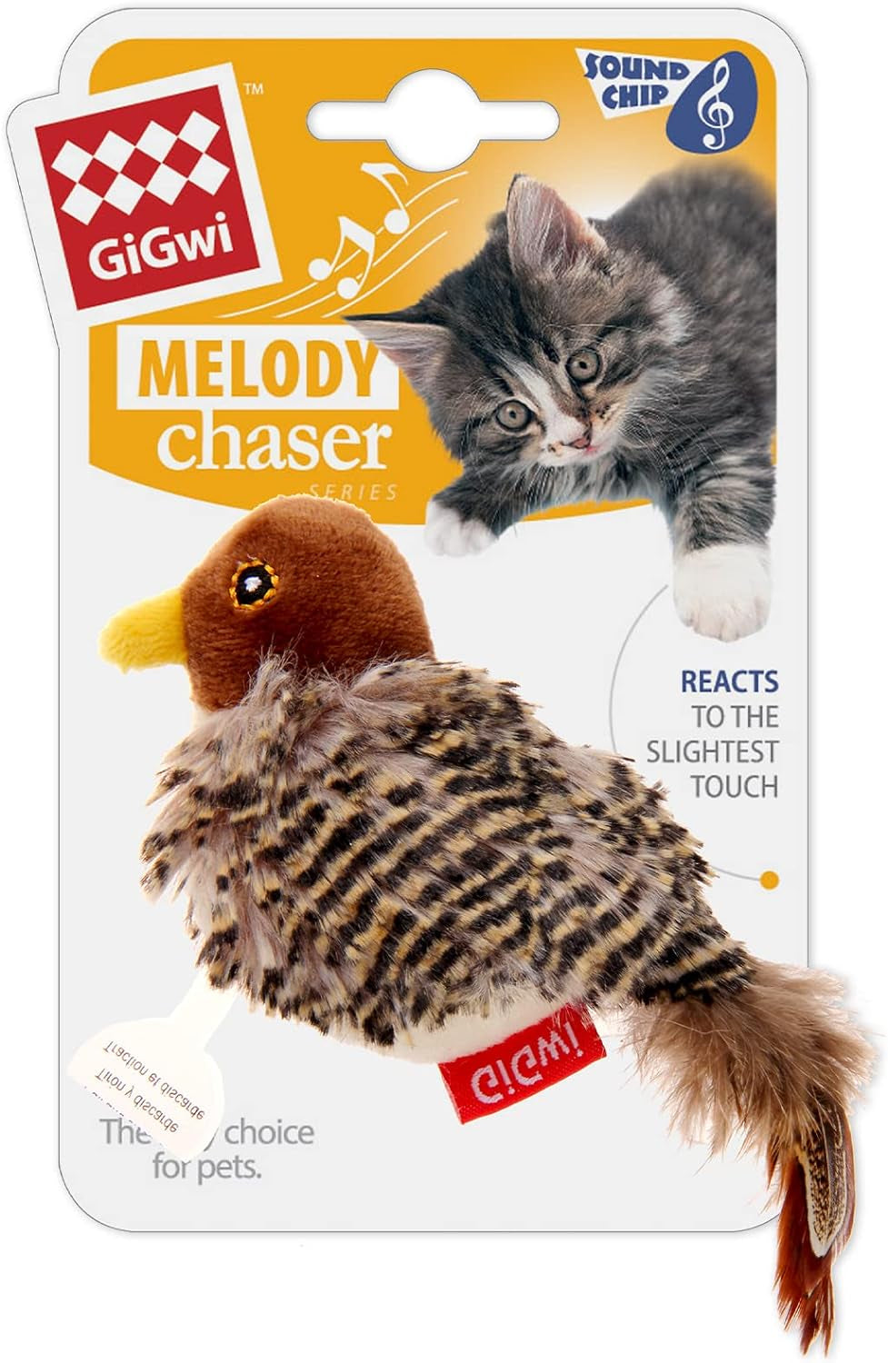 Interactive Electronic Cat Toy, Automatic Chirping Bird Toy Squeaky with Feather Tail, Melody Chaser Toy for Cats to Play Alone, Play and Squeak Kitten Toy for Boredom