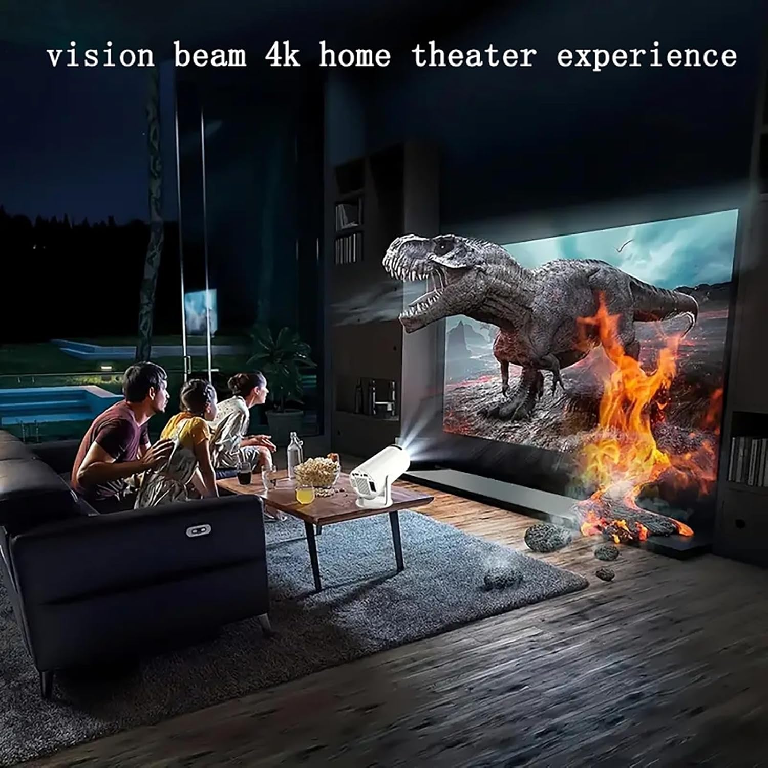 4K 1080P Support with Android TV 11.0, Mini Portable Projector 180° Rotatable