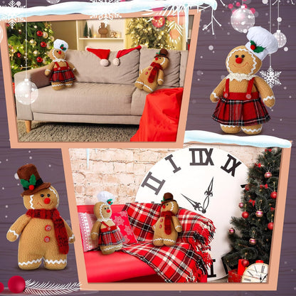 2 Christmas Throw Pillows Plush Gingerbread Men