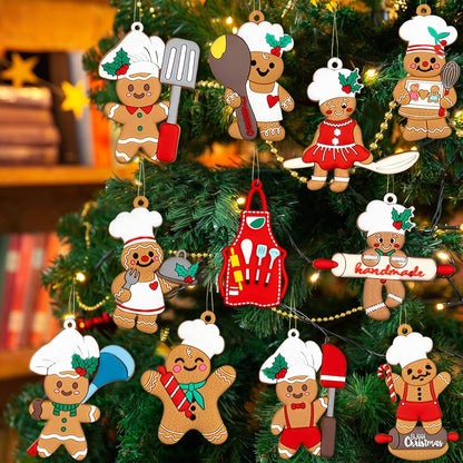 12 Plastic Gingerbread Man Christmas Tree Ornaments - 3 Inch Holiday Decorations