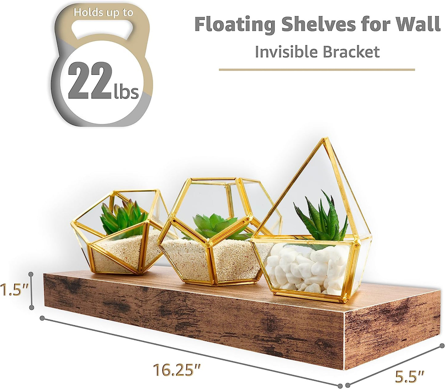 16 Inch floating Shelf for Wall Home Decor Living Room, 3 Pack