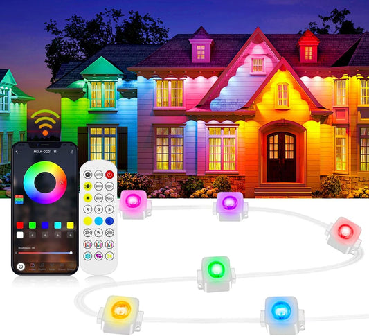 100Ft 60Leds Smart Lights IP68 Waterproof, Year-Round House Roof Outdoor Lighting for Christmas Decorations, Holiday